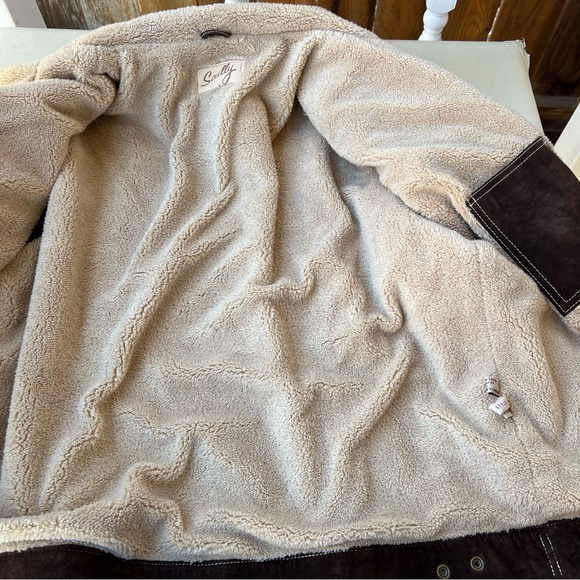 Scully Brown BOAR SUEDE PILOT JACKET with Cream Sherpa Collar Men’s Size XL - Picture 4 of 11
